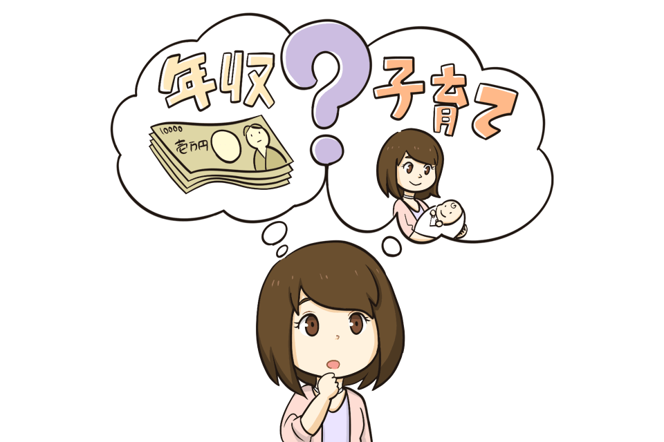 年収か子育てか迷っている30代後半の女性