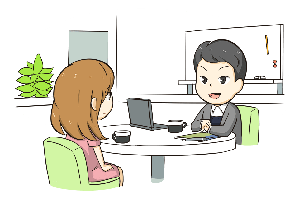 エージェントの説明を受ける女性