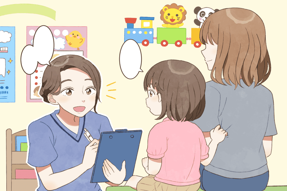 小児科で問診する看護師のイラスト