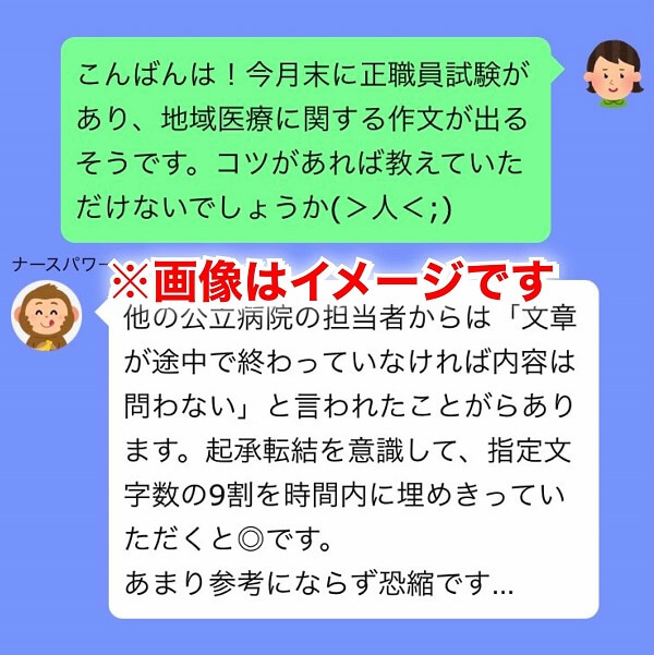 ナースパワーの担当者とのLINEやりとりのイメージ(1)