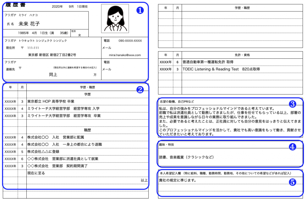 正社員の履歴書